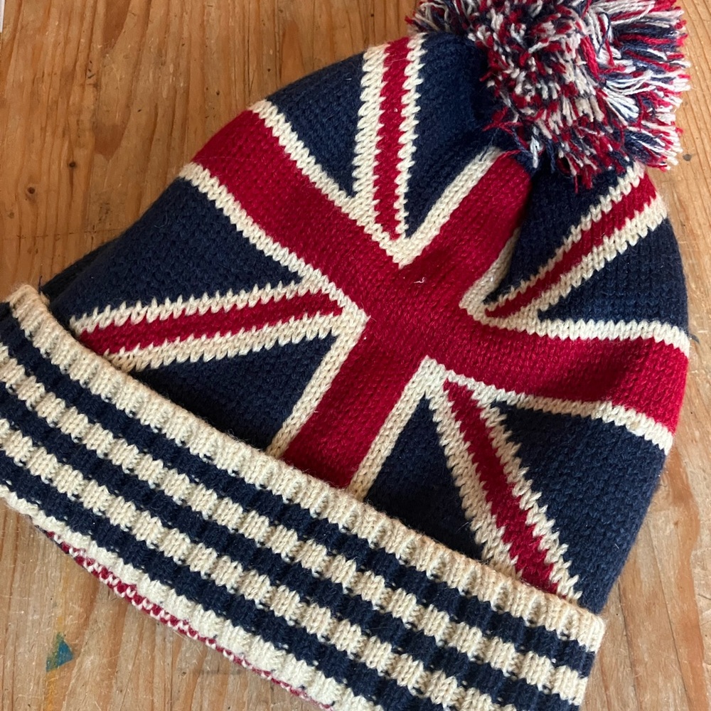 Union Jack Knit Pom-Pom Beanie